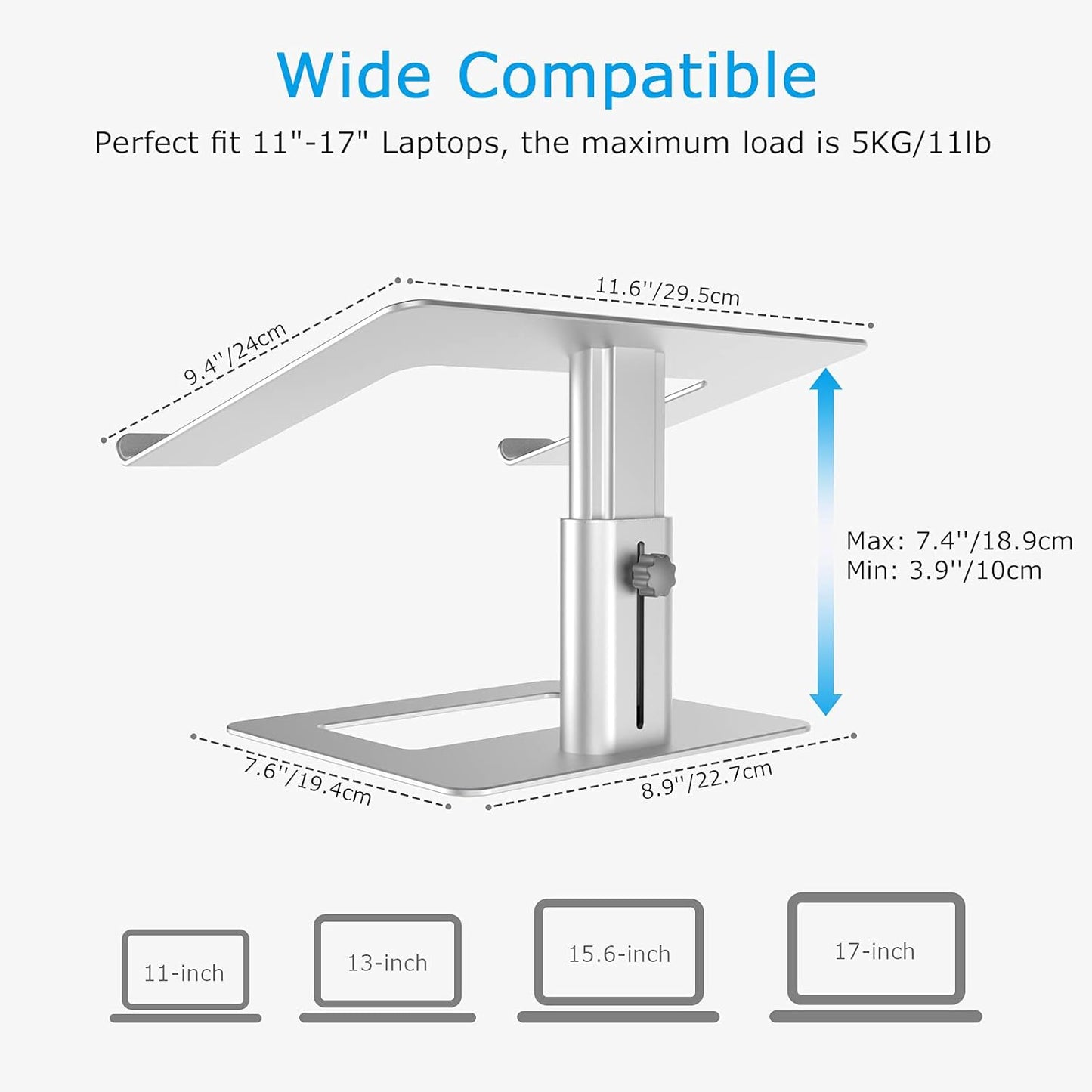 Elevate Your Workspace with the Ergonomic Height Adjustable Laptop Stand - Perfect for All Laptops from 11 to 17 Inches!